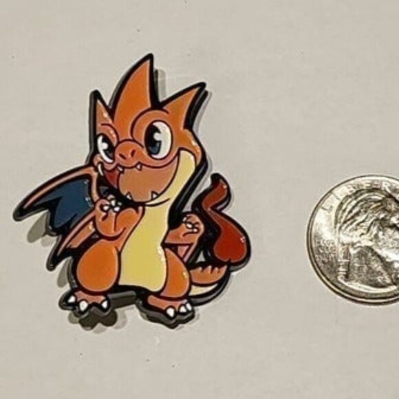 Toon Charizard Enamel Pin - Vibrant Pokemon Inspired Collectible - Picture 5 of 6